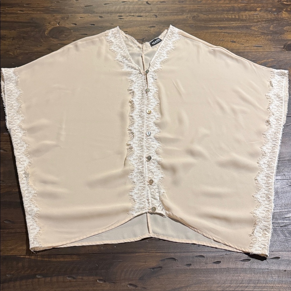 ALLOY Cream Lace Poncho Blouse